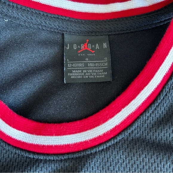 Jordan Black Basketball Dress Jersey with Red and White Trim - Picture 3 of 8